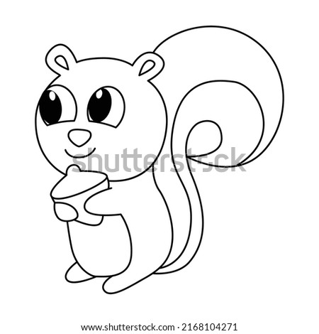 Cute squirrel cartoon coloring page illustration vector. For kids coloring book.