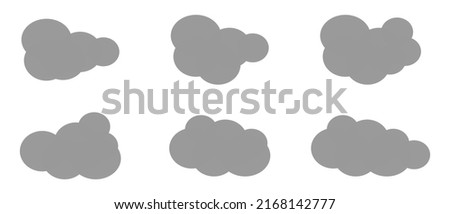 vector set of cloud silhouettes. six gray clouds.