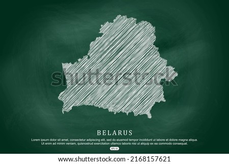 Belarus Map - World Map International vector template with white outline graphic sketch and old school style  isolated on Green Chalkboard background - Vector illustration eps 10