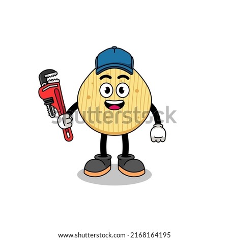 potato chip illustration cartoon as a plumber , character design