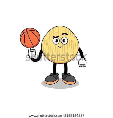 potato chip illustration as a basketball player , character design