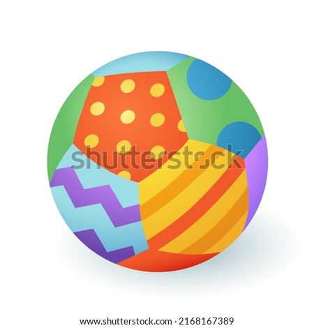 3d cartoon style colorful baby or beach ball icon. Realistic ball for playing sports game outdoor on white background flat vector illustration. Entertainment, joy, recreation concept