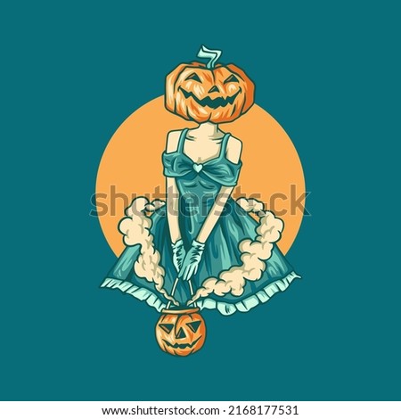 Halloween Girl Costume Illustration For Merchandise