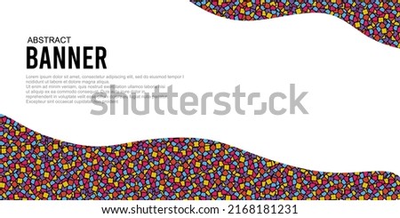 Unique banner layout design with geometric frames. abstract banner template with colorful little squares texture elements