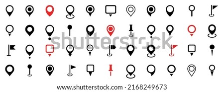 Set of Location pin icons. Modern map markers. Location mark icons. Map Marker Illustration. Destination Symbol. Pointer Logo. Vector illustration Royalty-Free Stock Photo #2168249673