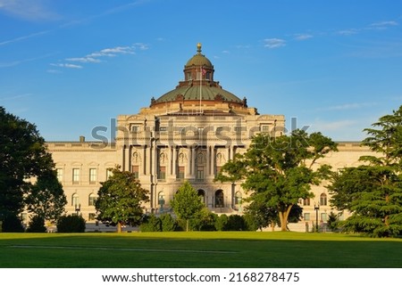 Library of Congress in Washington, D.C., USA. One of the largest libraries in the world. Thomas Jefferson Building, the library’s main building.                          