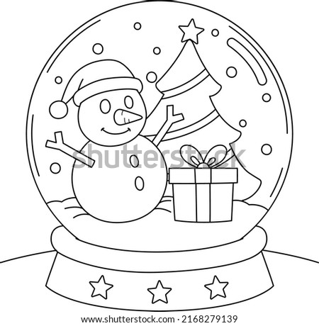 Christmas Snow Globe Coloring Page for Kids Royalty-Free Stock Photo #2168279139