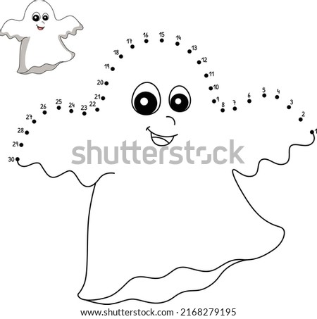 Dot to Dot Zombie Halloween Isolated Coloring Page