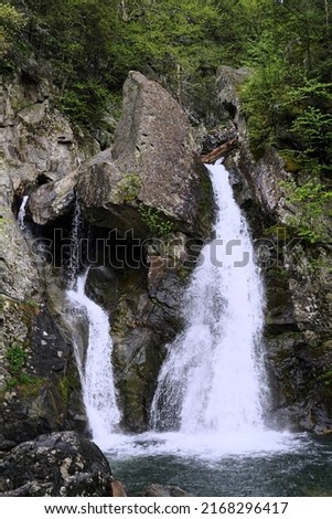 Close up of the amazing BashBish Falls as the water thunders down the mountain Royalty-Free Stock Photo #2168296417