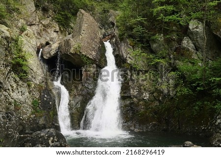 Close up of the amazing BashBish Falls as the water thunders down the mountain Royalty-Free Stock Photo #2168296419