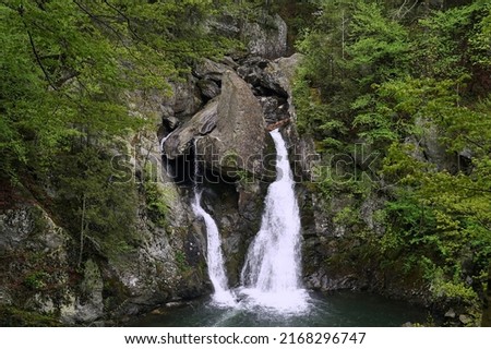 Water races down the mountain at Bash Bish Falls Royalty-Free Stock Photo #2168296747