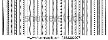 Set of vector ethnic seamless pattern. Ornament bracelet in maori tattoo style. Geometric border african style. Vertical pattern. Design for home decor, wrapping paper, fabric, carpet, textile, cover Royalty-Free Stock Photo #2168302075