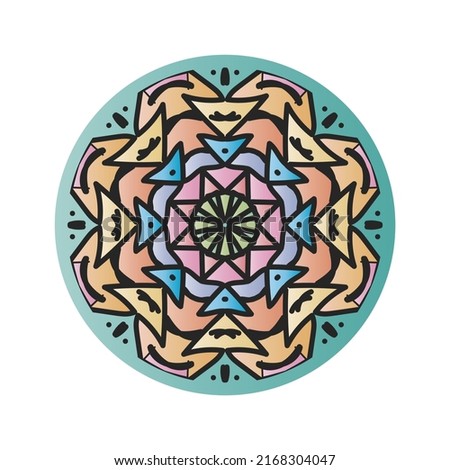 Isolated graphic colorful mandala vector. Polar multicolored design on a white background. Design print for pattern, wallpaper, symbol, textile.
