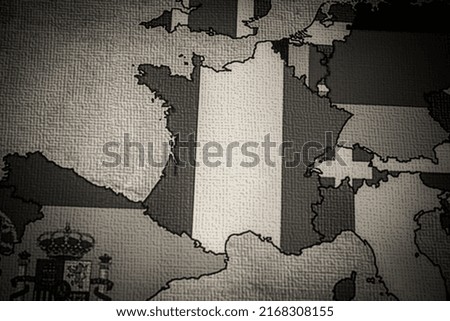 France with flag on Erope map background