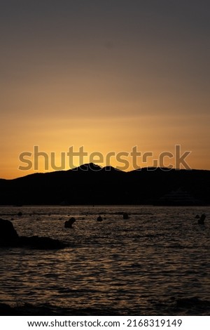 sunset in France, Saint-Tropez, sea, evening
