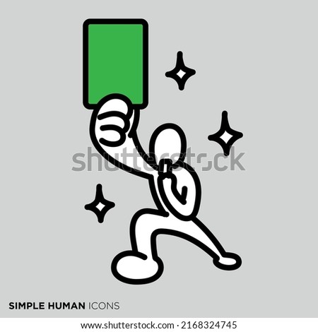 Simple human icon series "Judge to put out green cards"