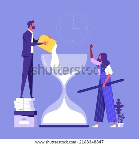 Business team need more time on business plans that do not meet goals, need more time concept, time management vector illustration