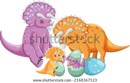Cute triceratops dinosaur and baby illustration
