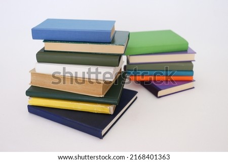 Stack of book on white background. School. Edukation.Library