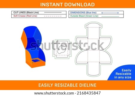 Cup cake box with insert folding gift box dieline template and 3D box 