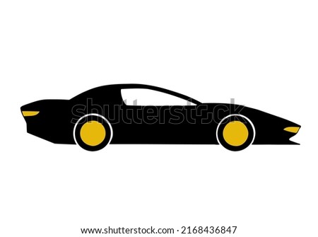 Black sports car with gold alloy caps on wheels. Hand Drawn. Freehand drawing. Doodle. Sketch.	 Royalty-Free Stock Photo #2168436847
