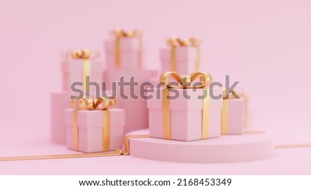 Pink gift present box on pink background. Anniversary Graphic
