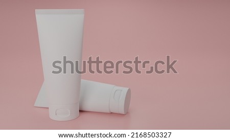 various blank cosmetic container mock-ups,plastic cream tube.Beauty product package isolated on pink pastel background.3d illustration