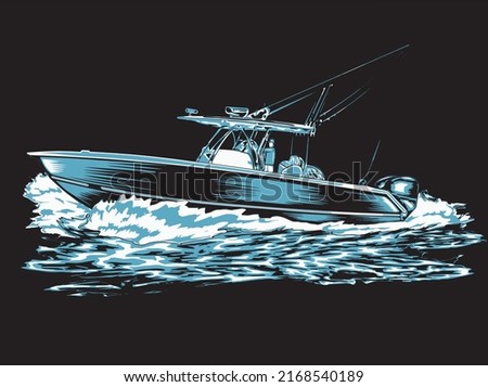 boat isolated on black background for poster, t-shirt print, business element, social media content, blog, sticker, vlog, and card. vector illustration.