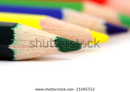 Macro shot of colored pencils