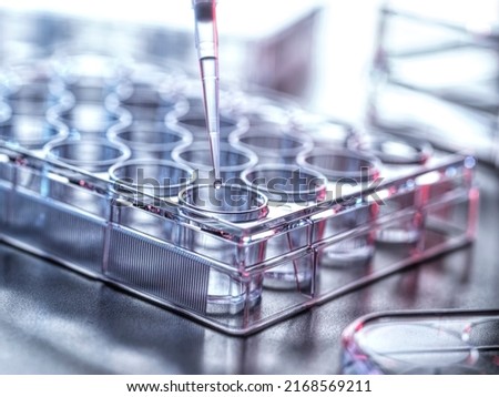 Pharmaceutical Research, Pipetting sample into a multi well plate Royalty-Free Stock Photo #2168569211
