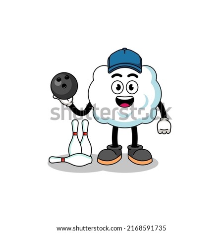 Mascot of cloud as a bowling player , character design