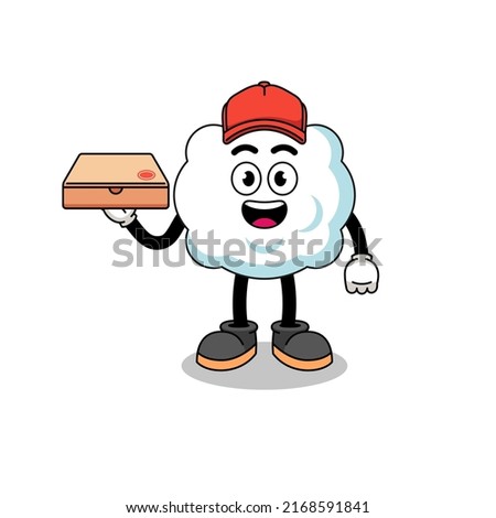 cloud illustration as a pizza deliveryman , character design