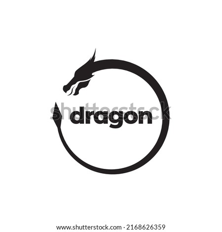 circle geometric dragon minimalist logo design vector graphic symbol icon illustration creative idea