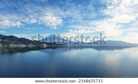 Mountain Fuji look from Shizuoka sea in day time. took from 3D Simulation Royalty-Free Stock Photo #2168635715