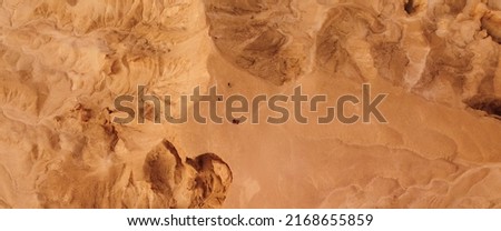 Top down view of sandstone formations in the desert. 