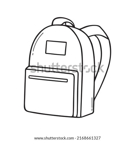 Hand drawn camping or school backpack doodle. Bag for travel in sketch style. Vector illustration isolated on white background. Royalty-Free Stock Photo #2168661327