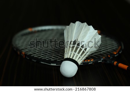 Badminton ball or new shuttlecock isolated on black and white