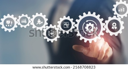 Productivity and production capacity concept.  Industrial management in efficiency and efficient process. Lean cost and  productivity growth. Capacity planning and utilization. Operational excellence. Royalty-Free Stock Photo #2168708823