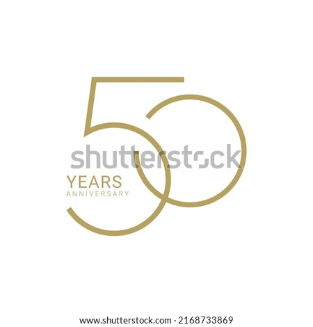 50 Year Anniversary Logo, Golden Color, Vector Template Design element for birthday, invitation, wedding, jubilee and greeting card illustration. Royalty-Free Stock Photo #2168733869