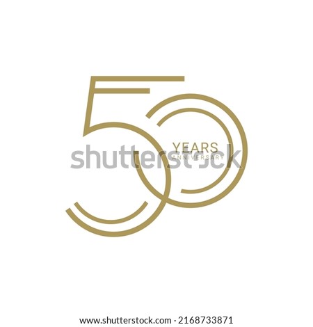 50 Year Anniversary Logo, Golden Color, Vector Template Design element for birthday, invitation, wedding, jubilee and greeting card illustration. Royalty-Free Stock Photo #2168733871