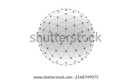 abstract 3d mesh sphere, can be used to represent connectivity and telecommunications, globalization and market or a complex network made of nodes Royalty-Free Stock Photo #2168749075