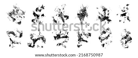 Grunge oil paint abstract strokes set. Oil paint brush daubs and smears. Ink splatter backgrounds collection. Grunge strokes. Paint brush textures. Abstract quirky scribbles. Rough grungy overlays.