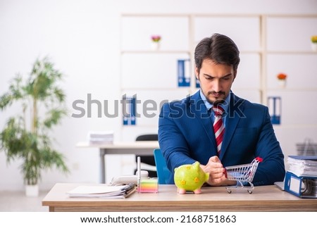 Young male employee in retirement concept