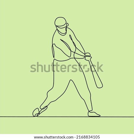 continuous line drawing on people playing softball