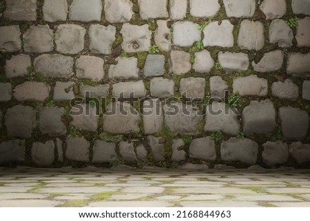 3d render of brick rock texture room interior background