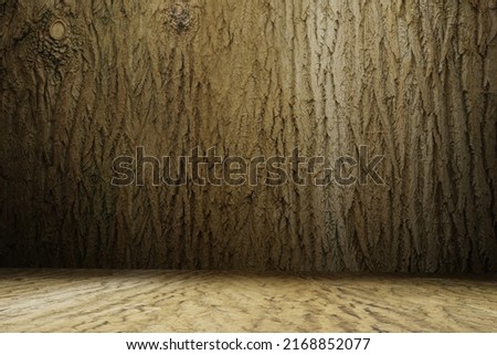 3d render of wooden texture room interior background