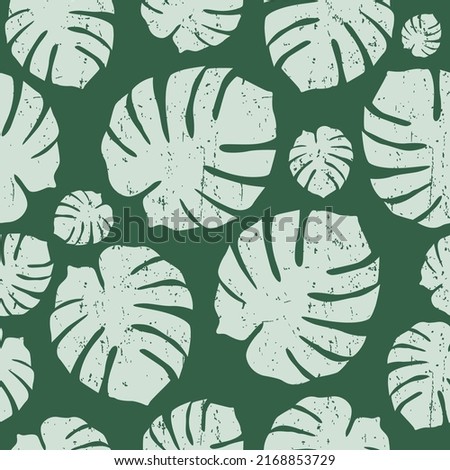 Botanical seamless pattern. Pastel vintage theme. Monstera plant leaf from tropical forests isolated. Can be used for greeting cards, flyers, invitations, web design, fashion, to everything.