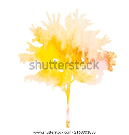 autumn tree silhouette on white background, isolated, vector
