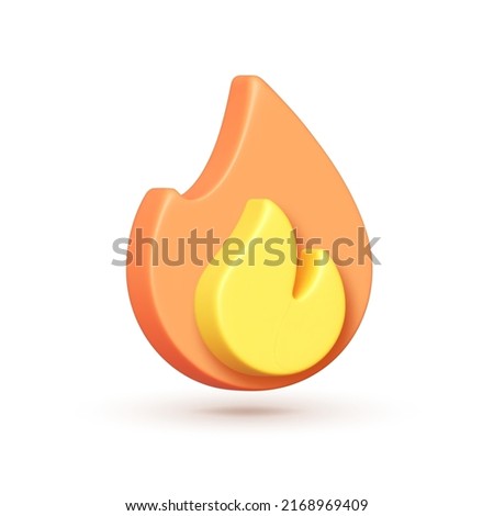 Fire 3d on white background. Modern fire 3d, great design for any purposes. Isolated vector illustration