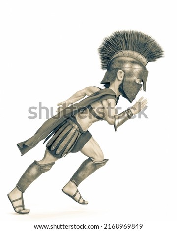 spartan warrior cartoon, 3d illustration